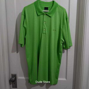 Greg Norman Play Dry Bright Green Striped Polo - Size: XL